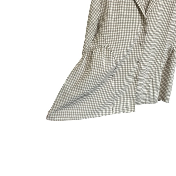 TUCKERNUCK POMANDER PLACE GINGHAM TAUPE WHITE SCARLETT LINEN COTTON BLOUSE - Picture 5 of 16